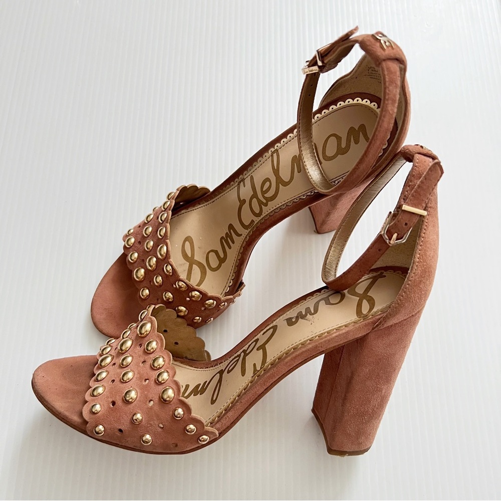 Sam Edelman | Yaria Studded Suede Block-Heel Sandals